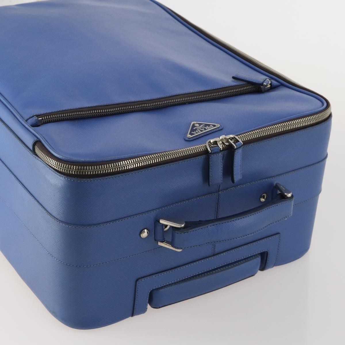 Prada Travel Saffiano Leather, Blue, Leather, Travel Bag