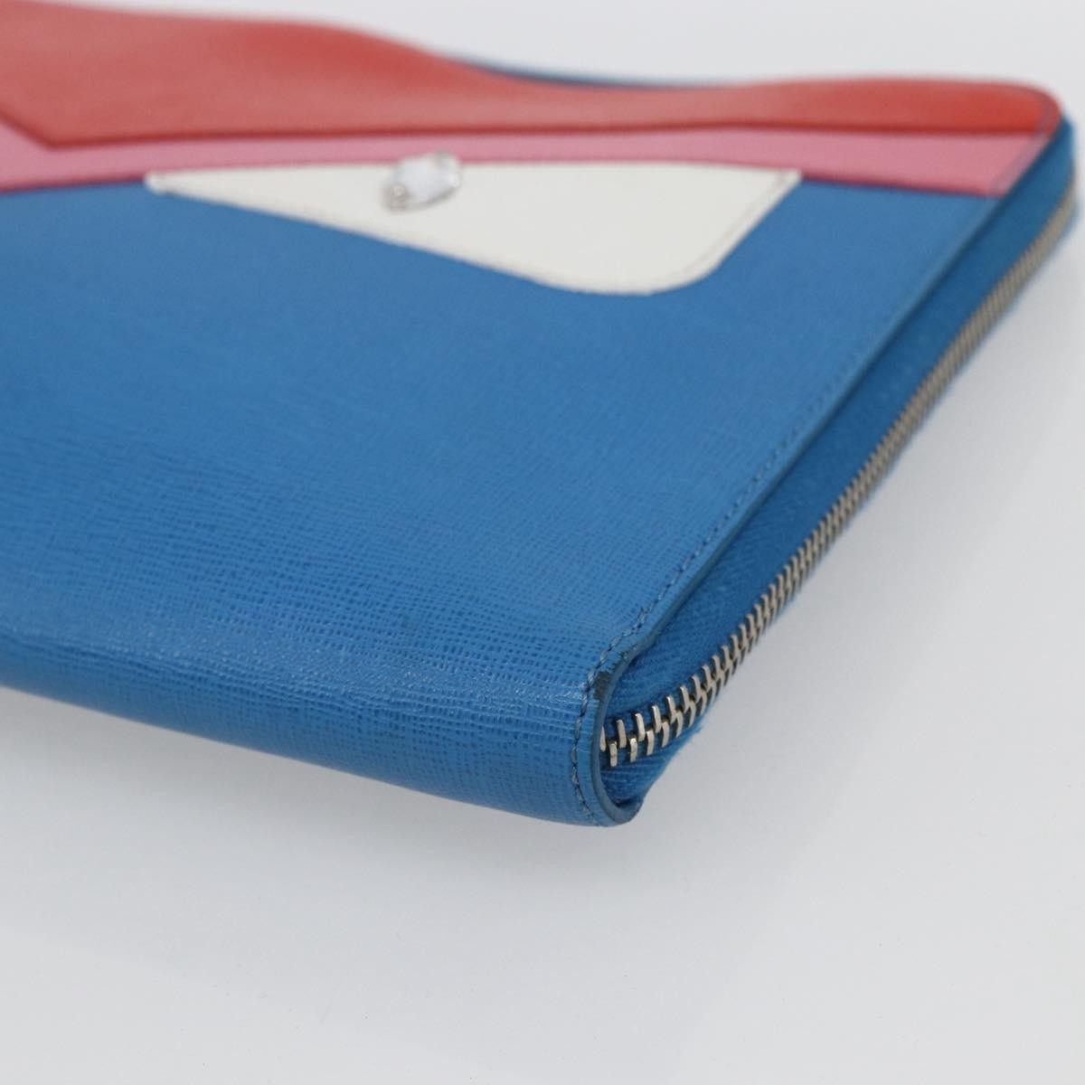 Fendi Monster Clutch Leather, Blue, Leather, Clutch