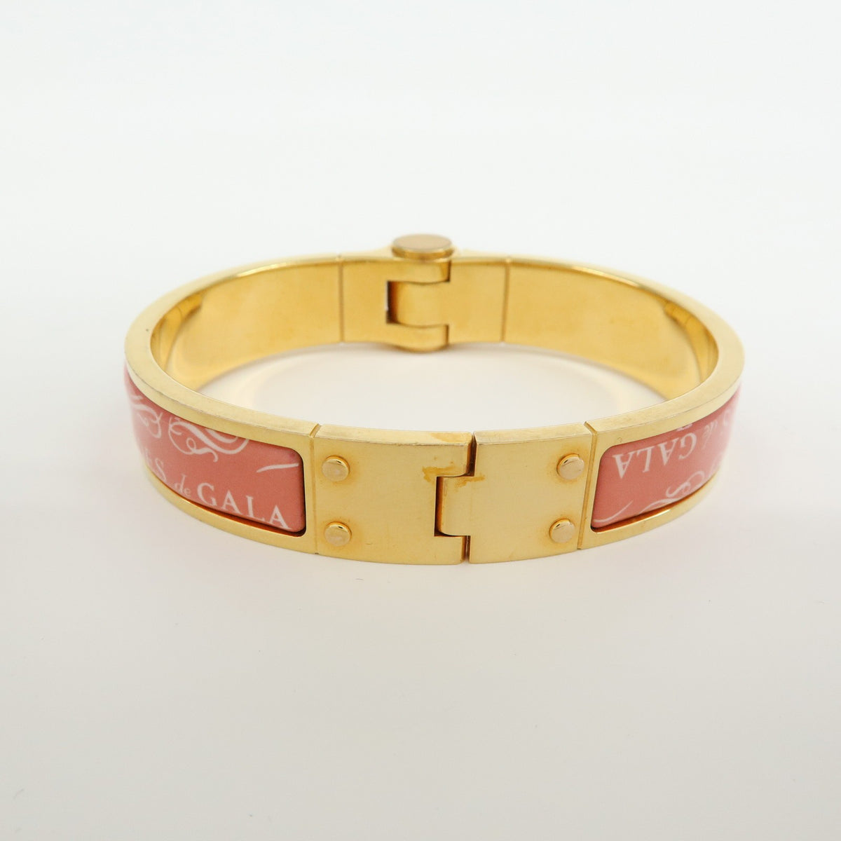 Hermes Charniere Uni Hinged Metal and Enamel, Gold, Metal, Bracelet