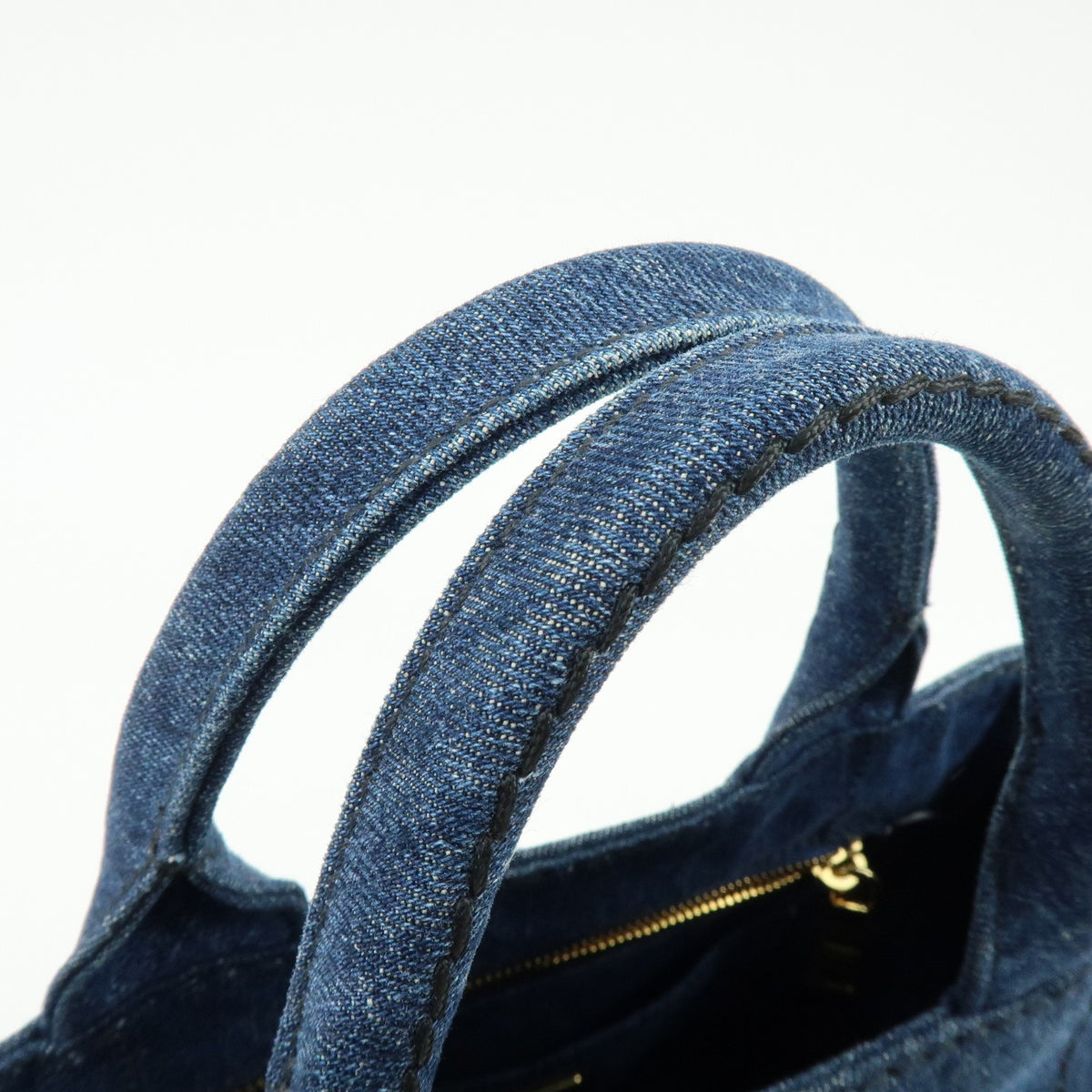 Prada Canapa Convertible Denim, Blue, Denim, Tote Bag