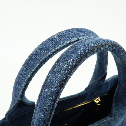 Prada Canapa Convertible Denim, Blue, Denim, Tote Bag