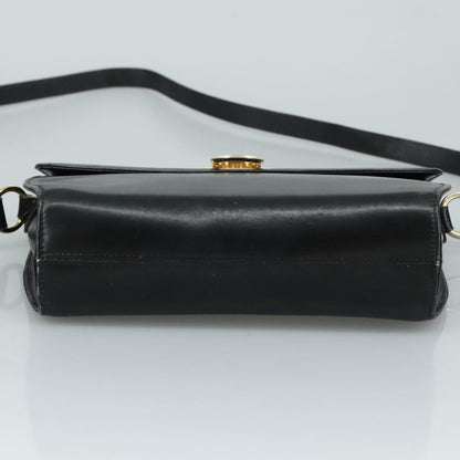 Salvatore Ferragamo Gancini Flap Leather, Black, Leather, Shoulder Bag