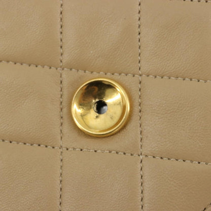 Chanel Vintage Clutch with Chain Quilted Leather, Beige, Leather, Clutch