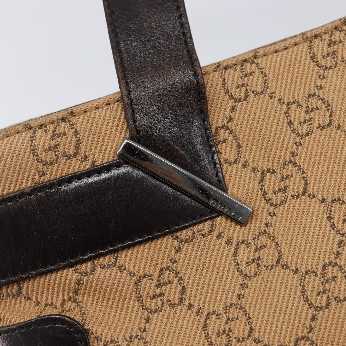 Gucci Open Tote GG Canvas and Leather, Beige, Canvas, Handbag