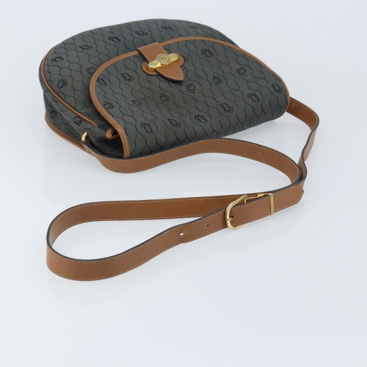 Christian Dior Vintage Honeycomb Flap Canvas and Leather, Black, Canvas, Shoulder Bag