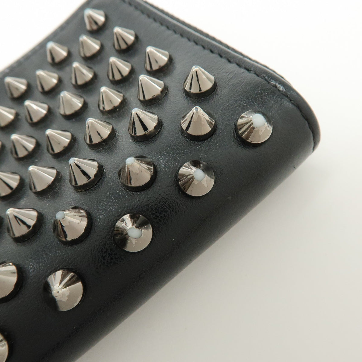 Christian Louboutin Panettone Coin Purse Spiked Leather, Black, Leather, Wallet
