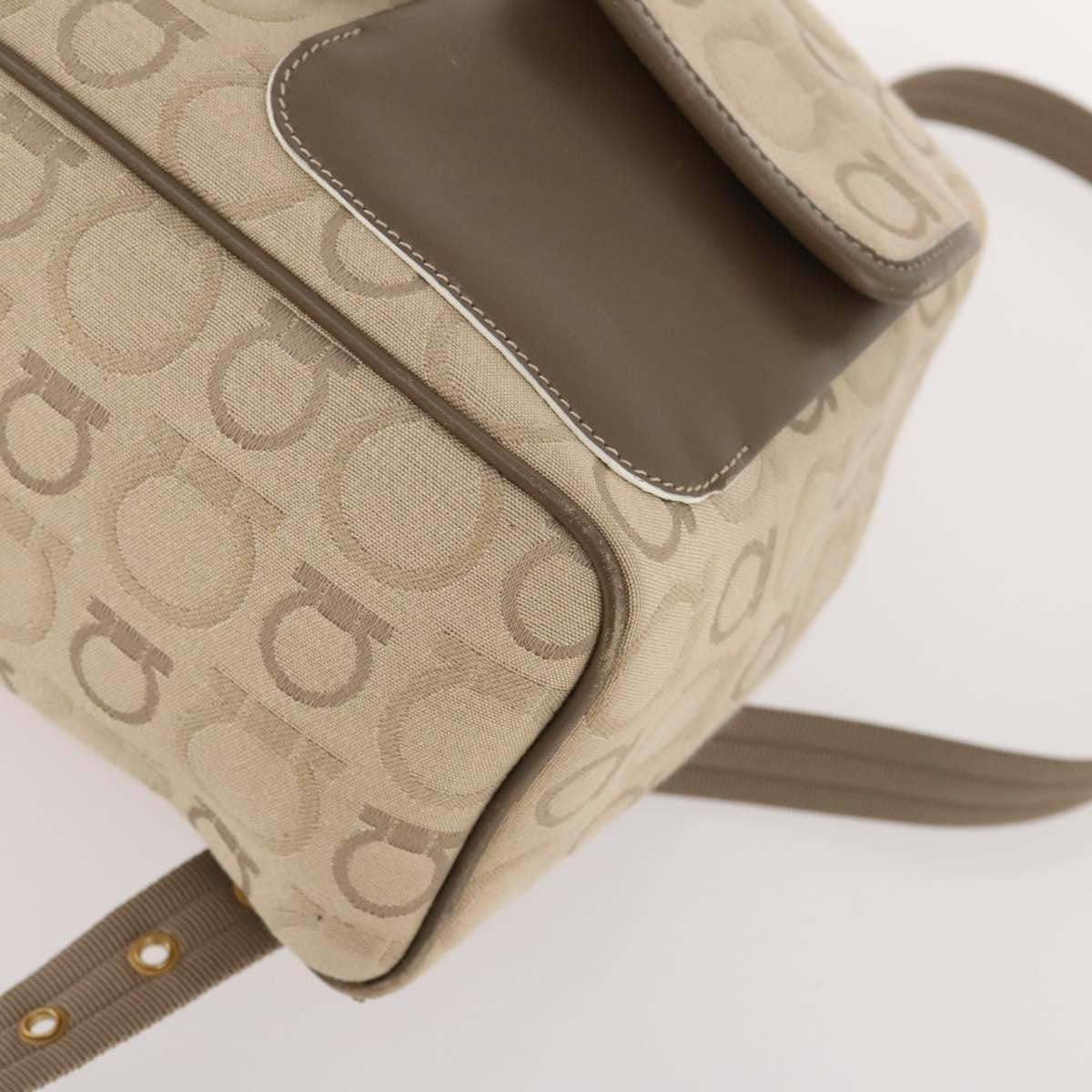 Salvatore Ferragamo Gancini Canvas, Beige, Canvas, Backpack