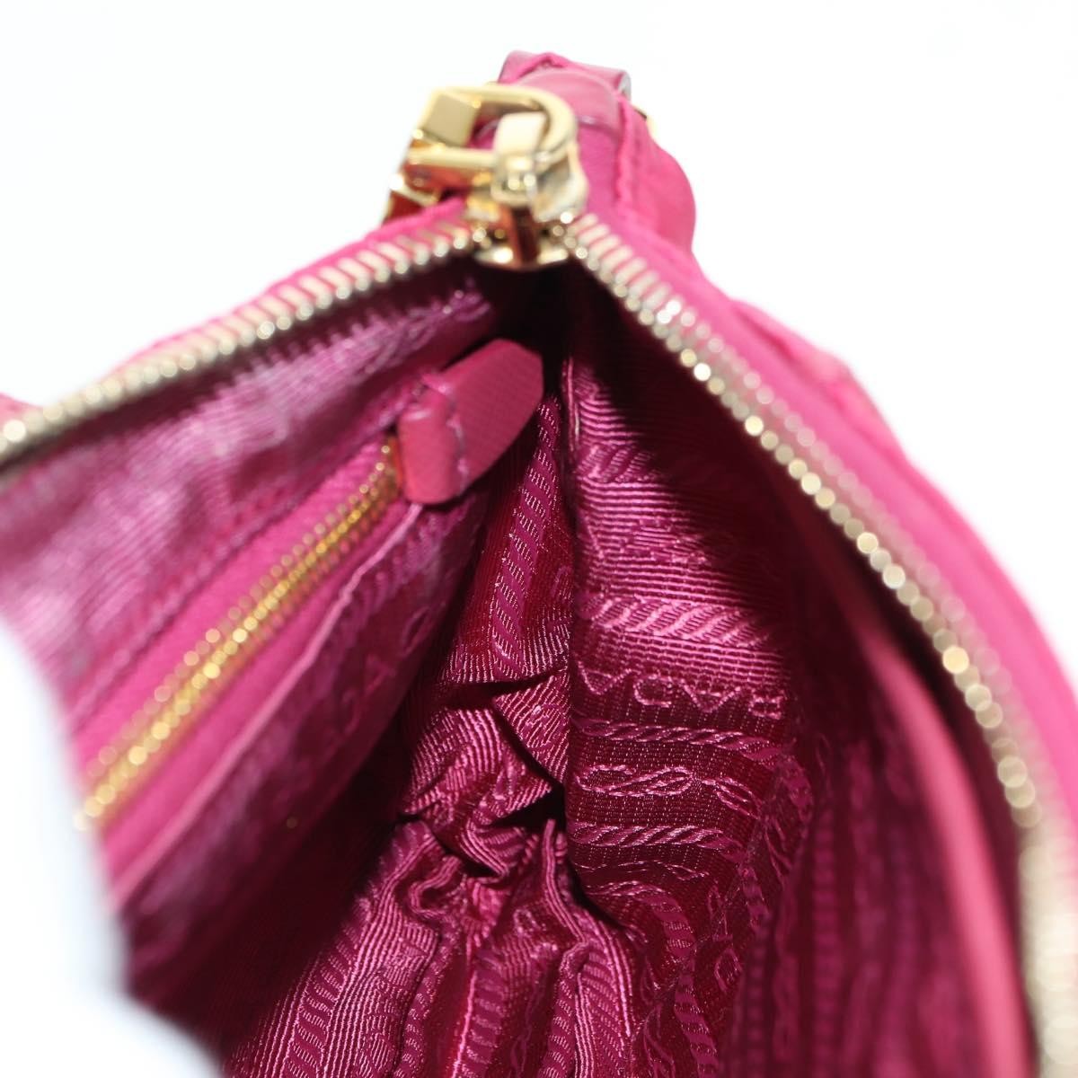 Prada Chain Tessuto and Saffiano Leather, Pink, Nylon, Shoulder Bag
