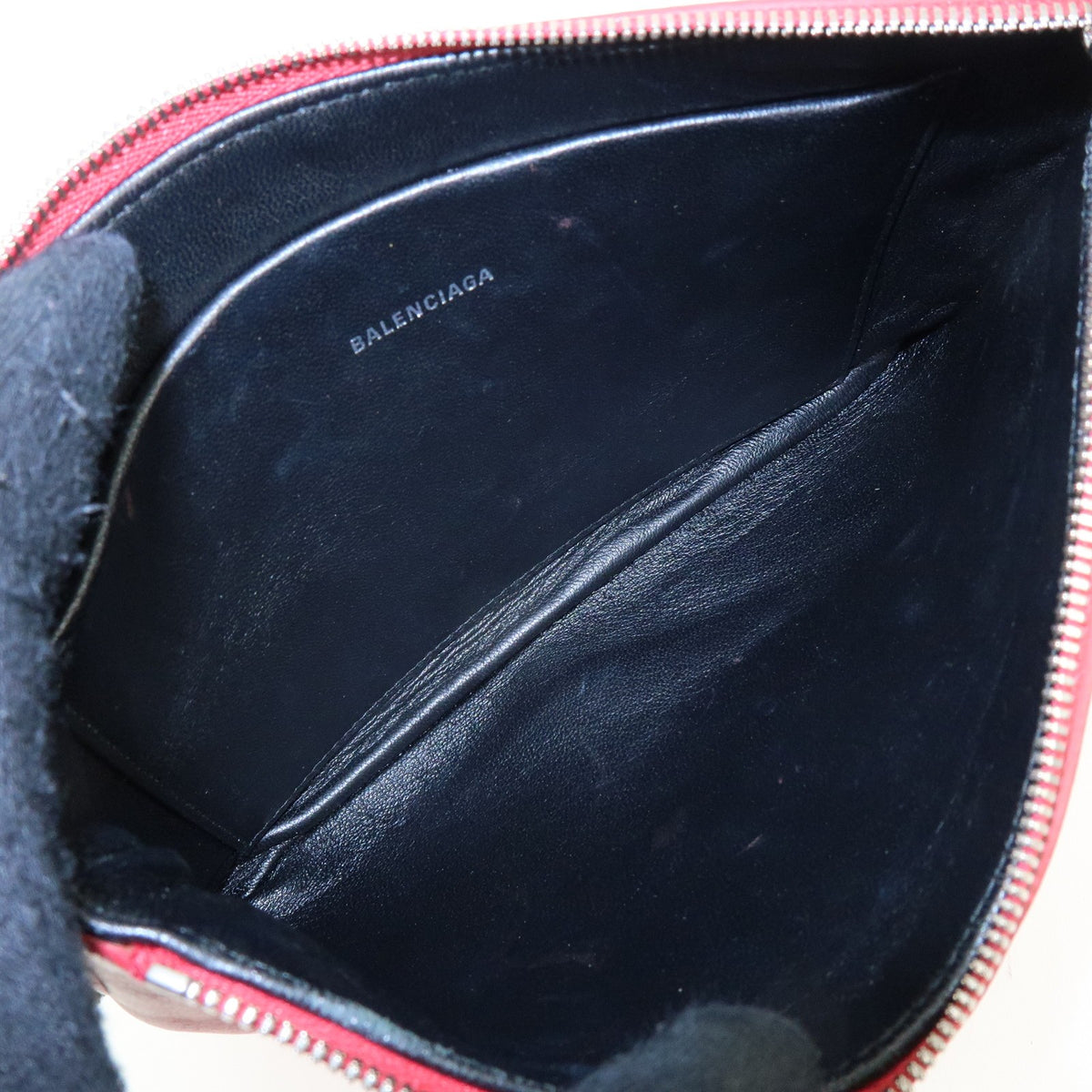 Balenciaga Everyday Logo Printed Leather, Red, Leather, Clutch