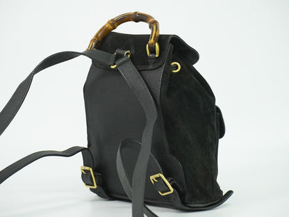 Gucci Vintage Bamboo Suede, Black, Suede, Backpack