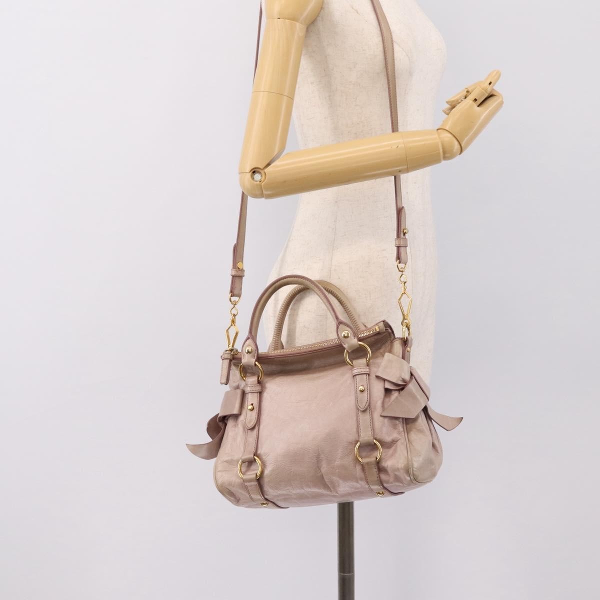 Miu Miu Vitello Lux Leather, Pink, Leather, Handbag