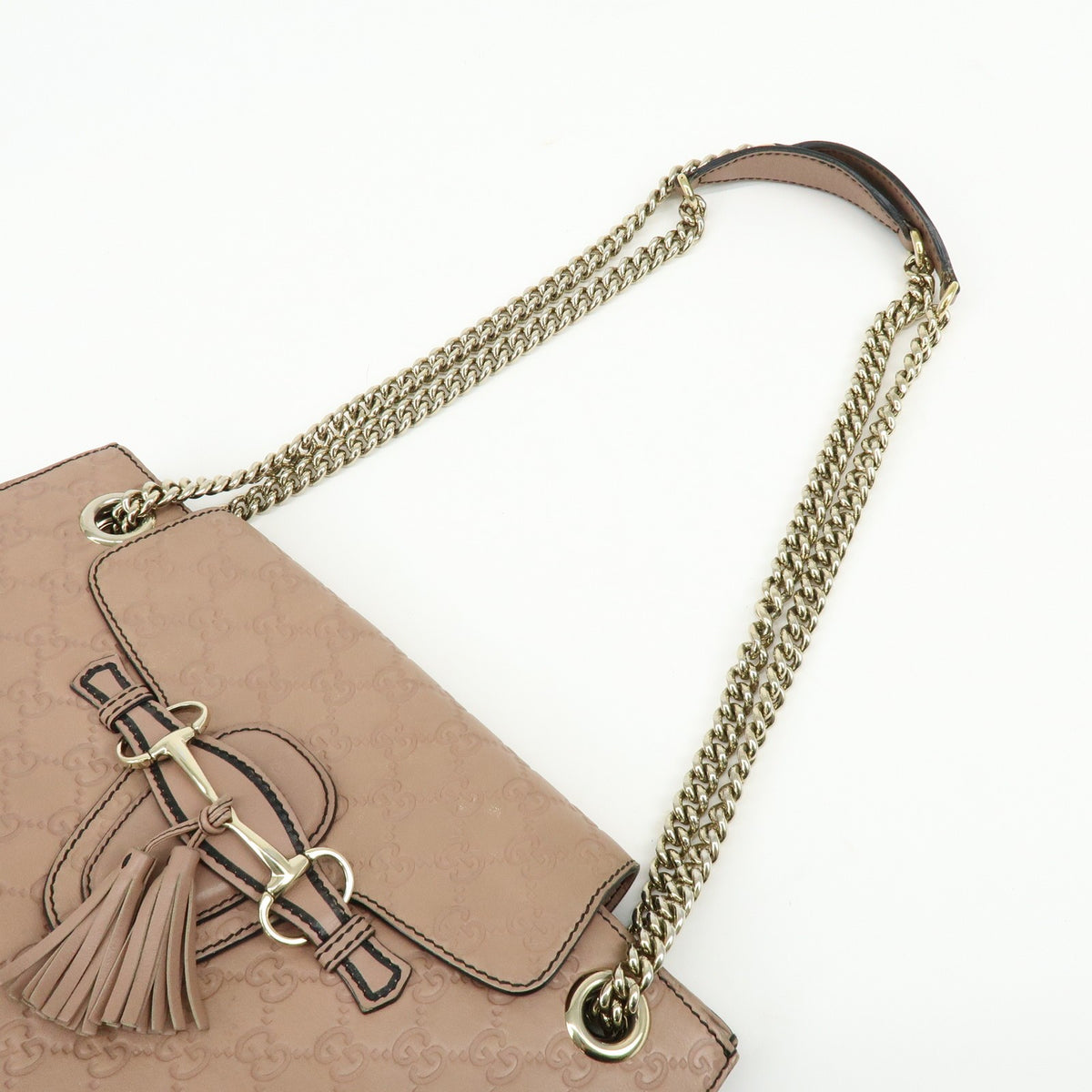 Gucci Emily Chain Flap Guccissima Leather, Pink, Leather, Handbag