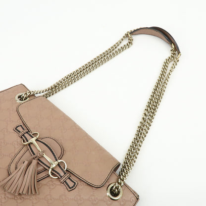 Gucci Emily Chain Flap Guccissima Leather, Pink, Leather, Handbag