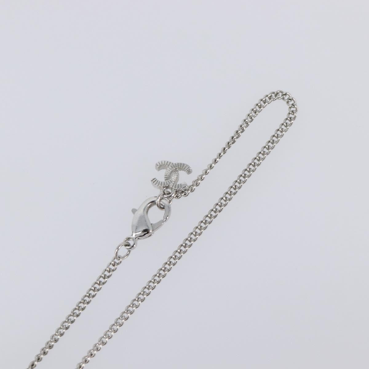 Chanel CC Ball Drop Pendant Metal with Crystals, Silver, Metal, Necklace