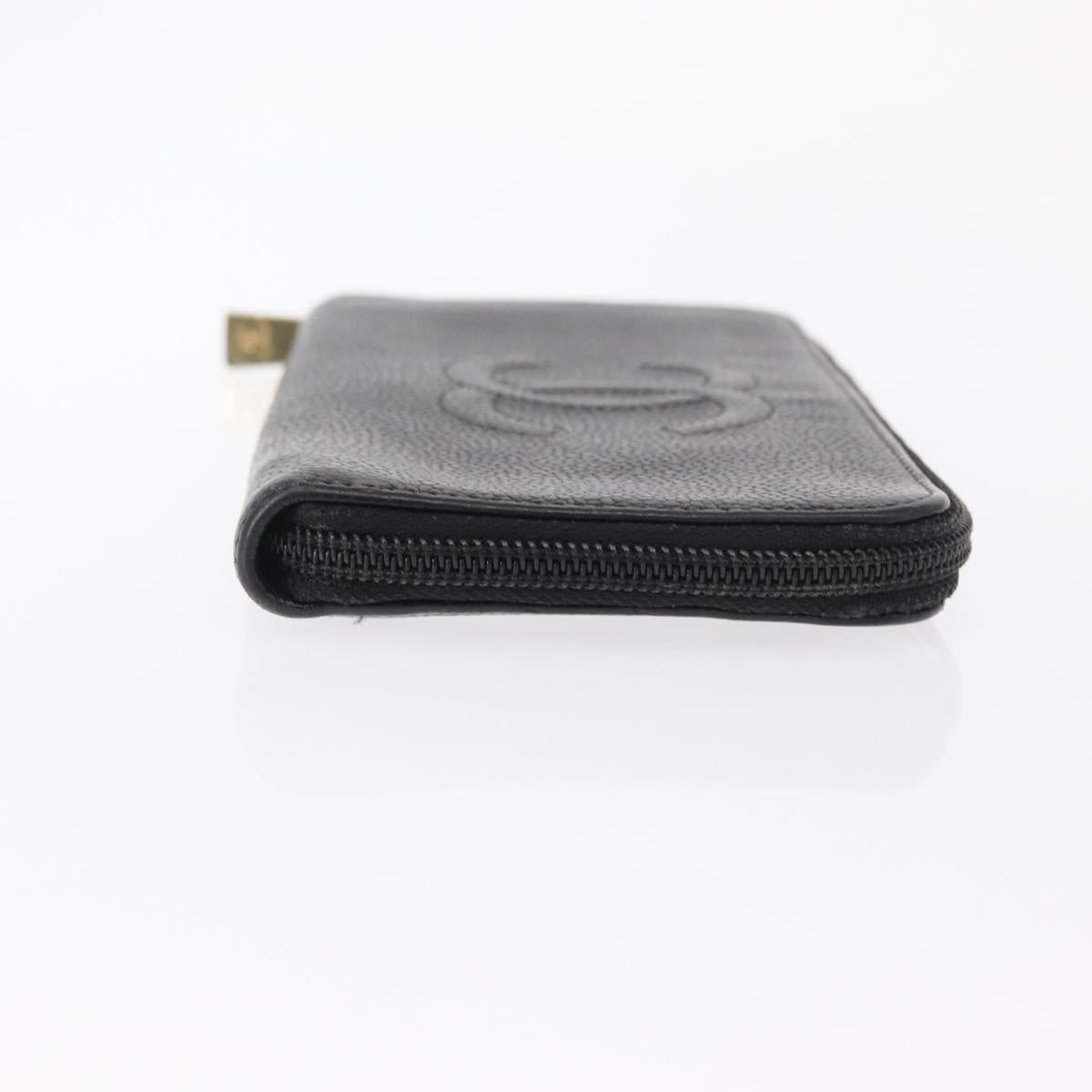 Chanel CC Zip Around Wallet Stitched Lambskin, BLACK, LEATHER, Wallets