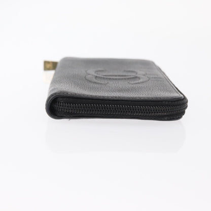 Chanel CC Zip Around Wallet Stitched Lambskin, BLACK, LEATHER, Wallets