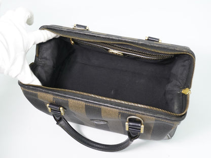 Fendi Vintage Pequin Convertible Boston Coated Canvas, Khaki, Canvas, Handbag