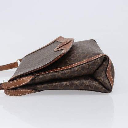 Celine Vintage Macadam Canvas and Leather, Brown, Canvas, Shoulder Bag