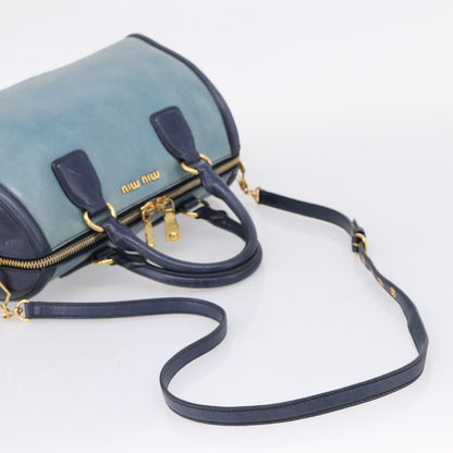 Miu Miu Beau Top Handle Leather, Navy, Leather, Handbag