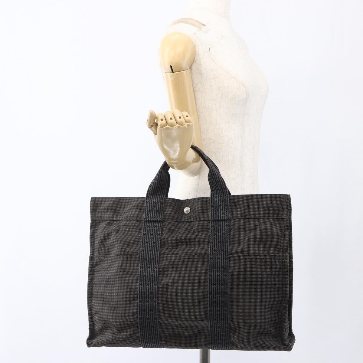 Hermes Fourre-tout Herline Canvas, Gray, Canvas, Tote Bag