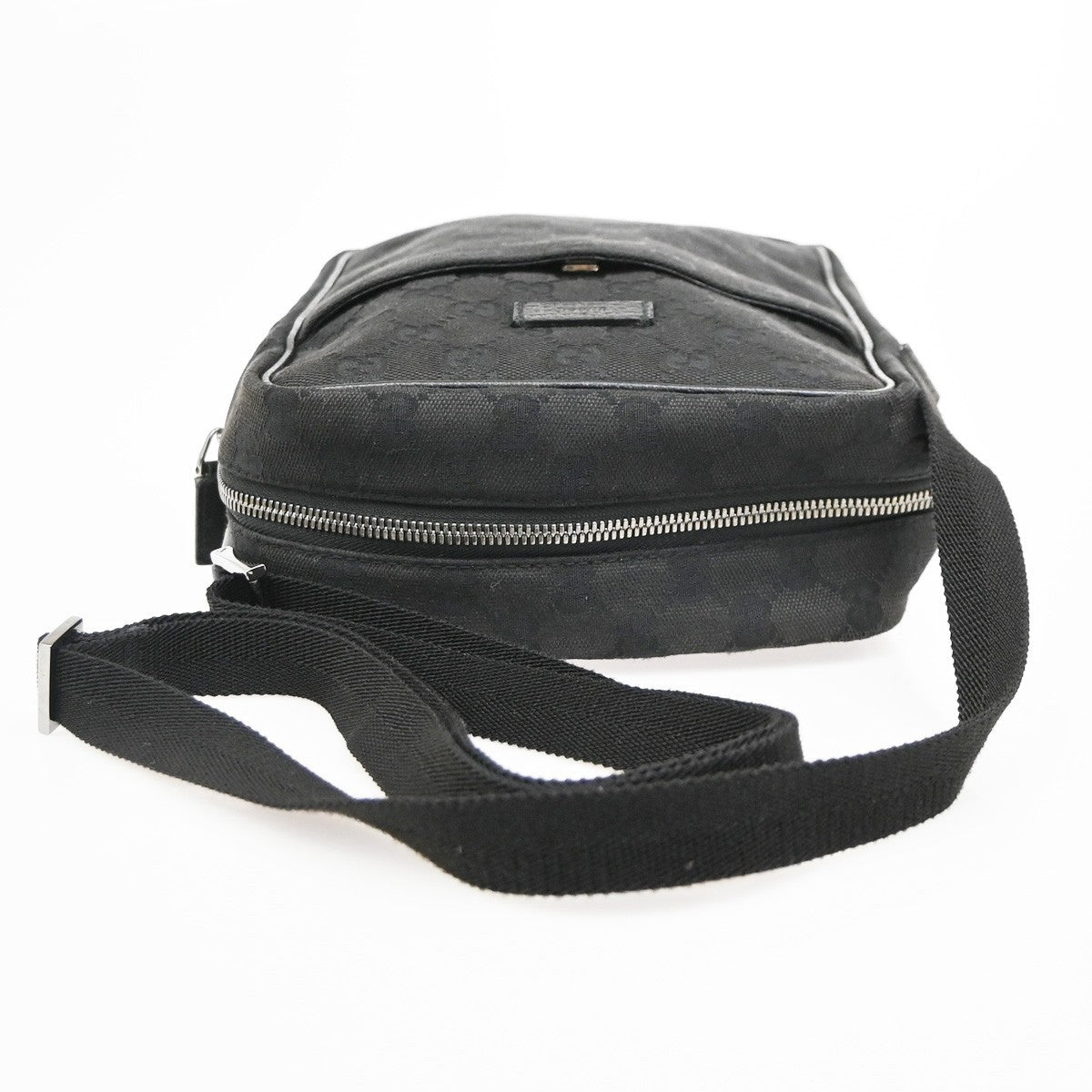 Gucci Front Pocket Messenger GG Canvas, Black, Canvas, Crossbody Bag