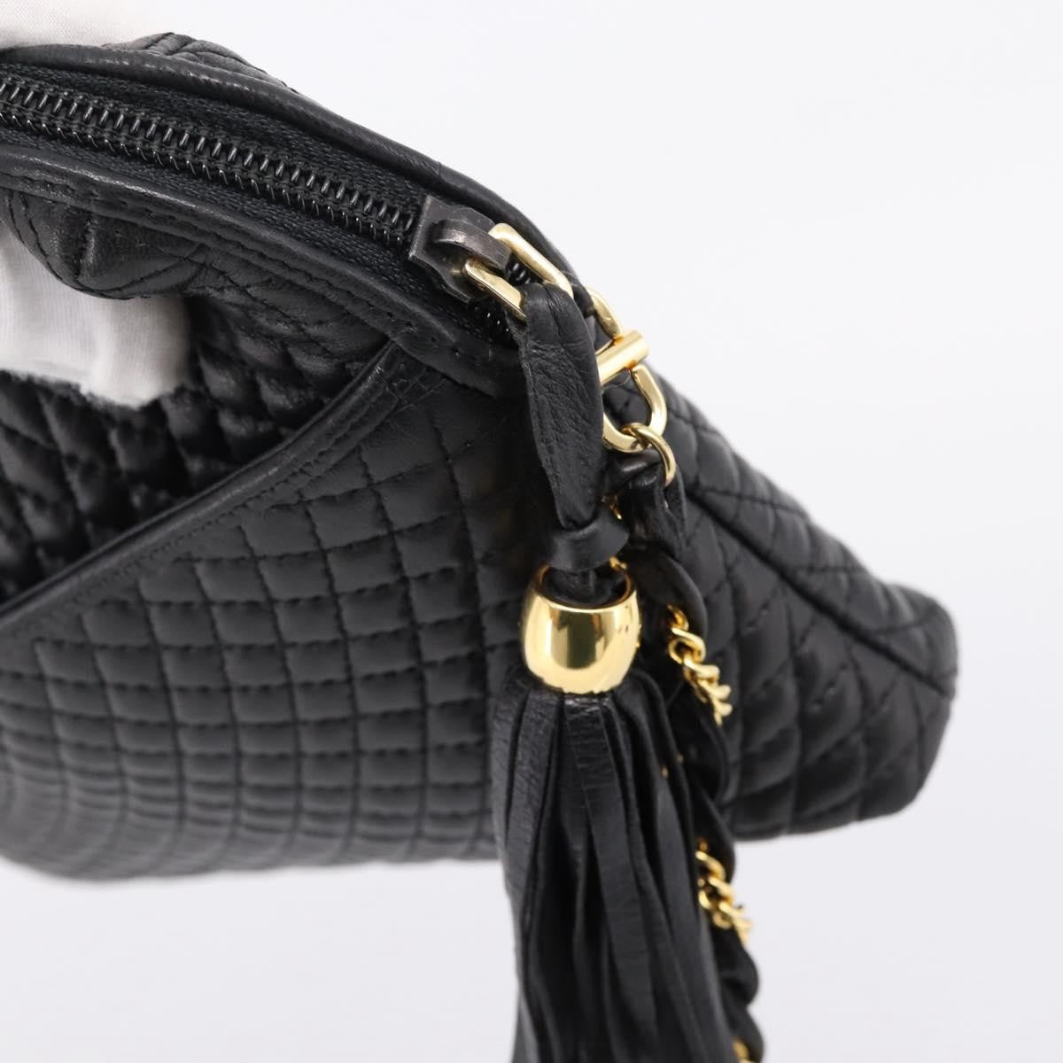 Bally Vintage Chain Quilted Leather, Black, Leather, Shoulder Bag