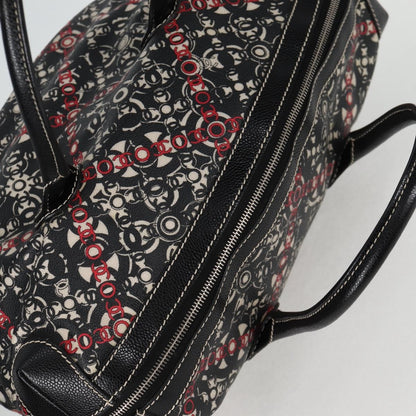 Chanel Optic Coco Bowler Printed Coated Canvas with Caviar, Black, Canvas, Handbag