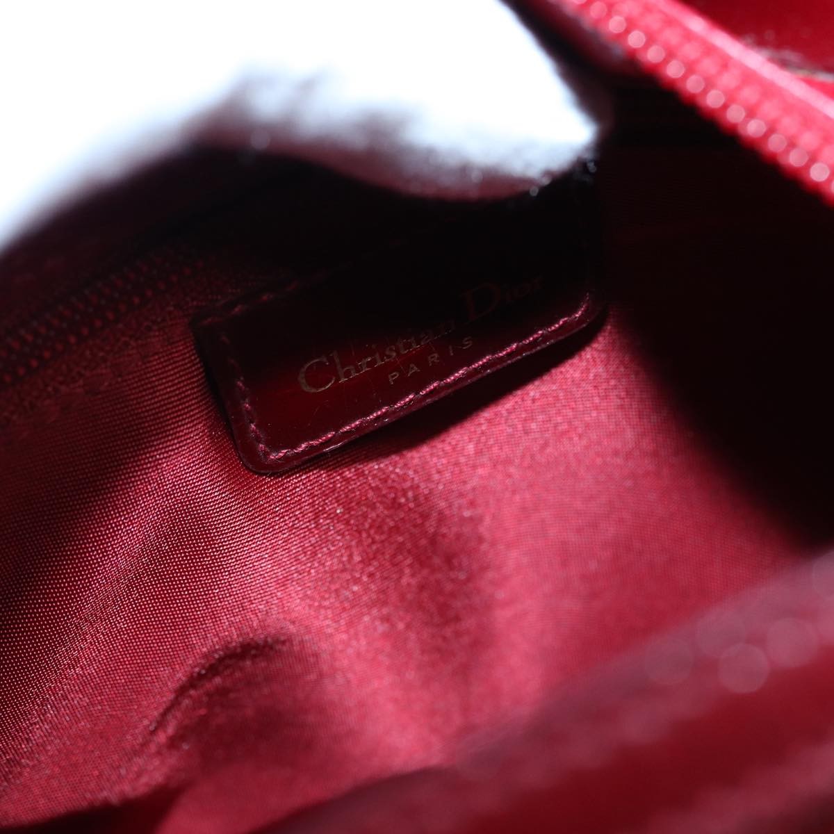 Christian Dior Lady Dior Zip Pochette Cannage Quilt Lambskin, Red, Leather, Clutch