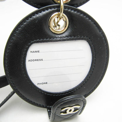 Chanel Name Tag Quilted Leather, Black, Leather, Charm