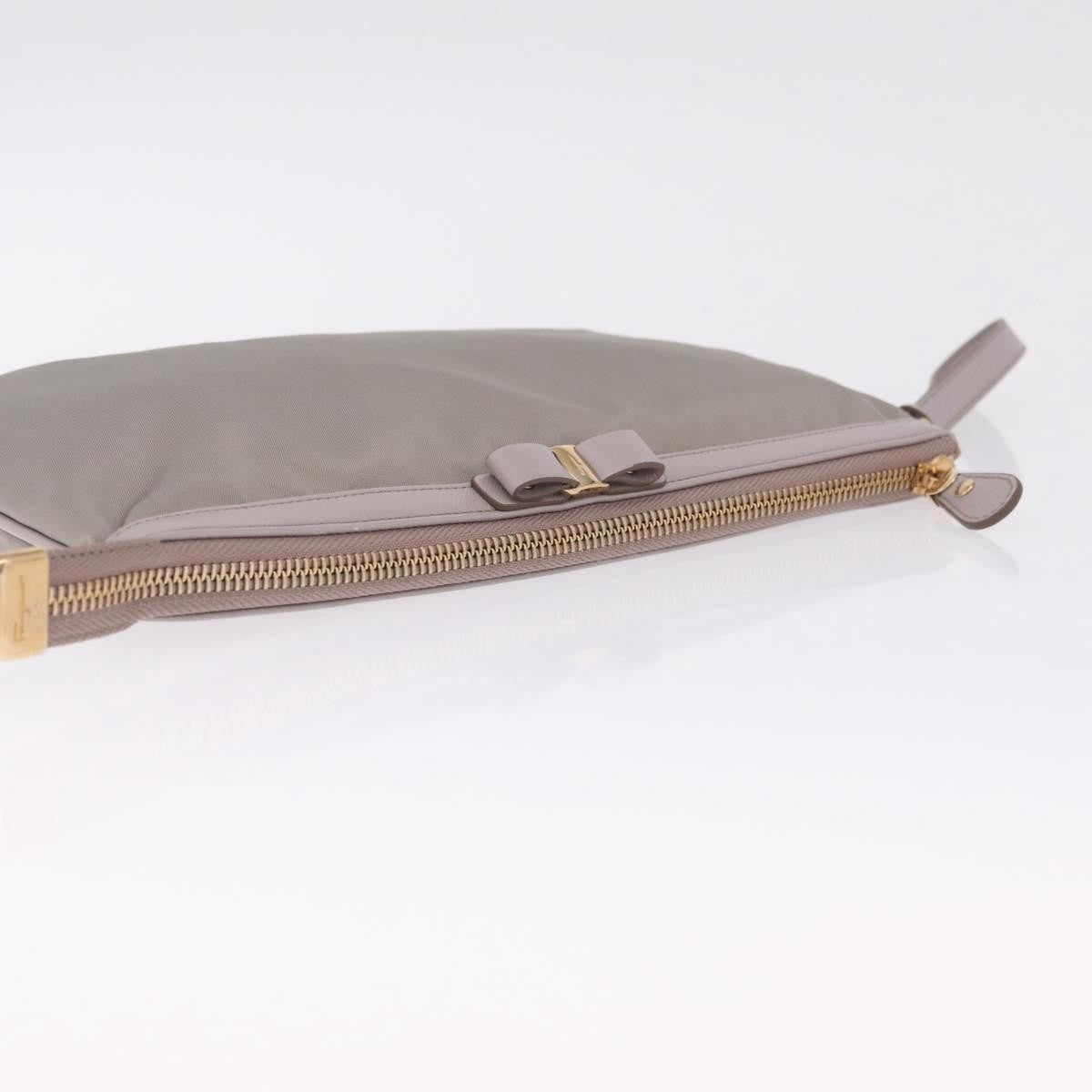 Salvatore Ferragamo Vala Clutch Nylon, Gray, Nylon, Clutch