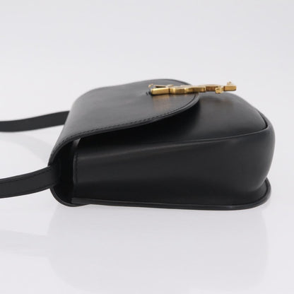 Saint Laurent Kaia Leather with Brogue Detail, Black, Leather, Shoulder Bag