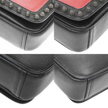 Prada Chain Flap Bag Studded Glace Calf, Red, Leather, Shoulder Bag