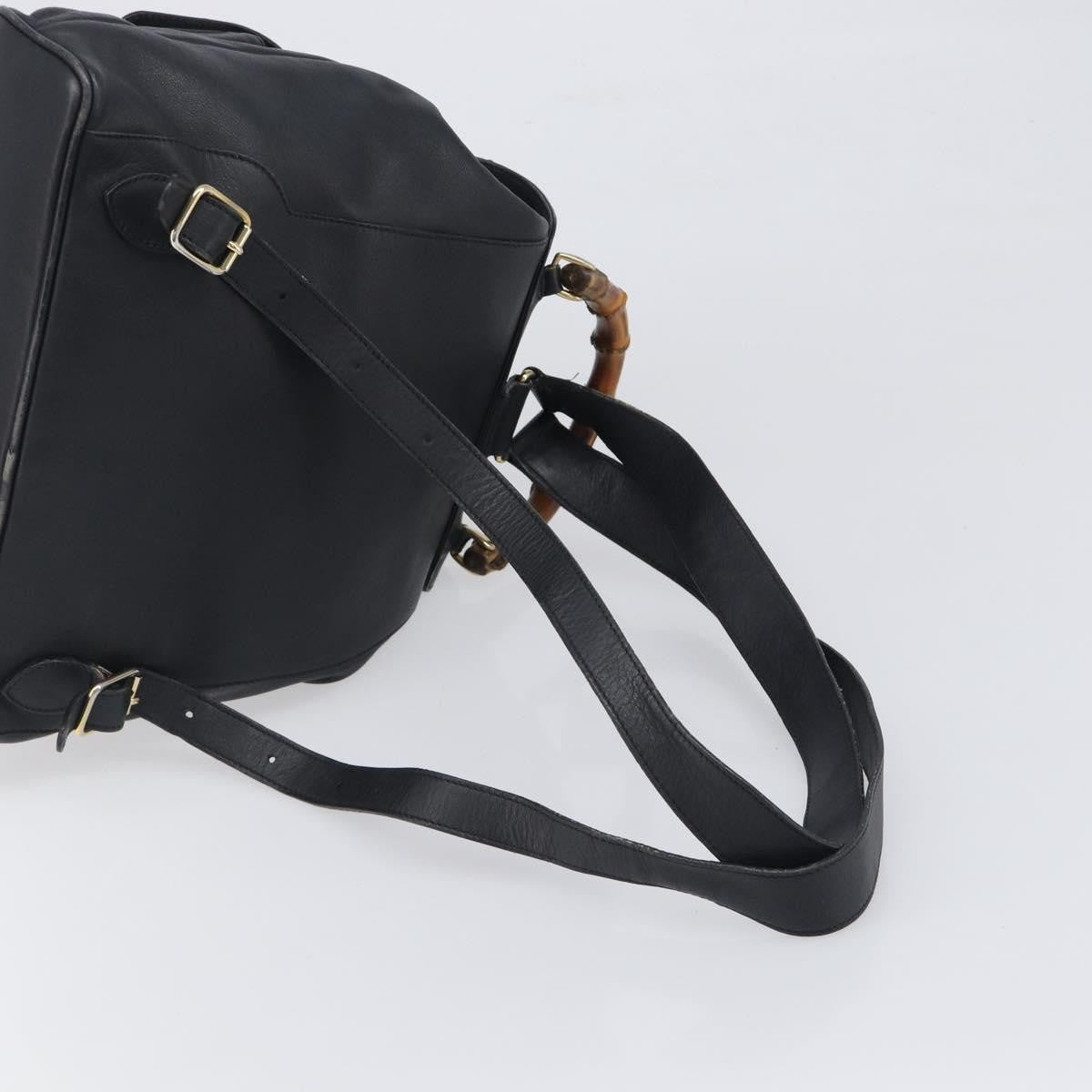 Gucci Vintage Bamboo Leather, Black, Leather, Backpack