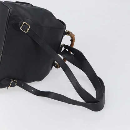 Gucci Vintage Bamboo Leather, Black, Leather, Backpack