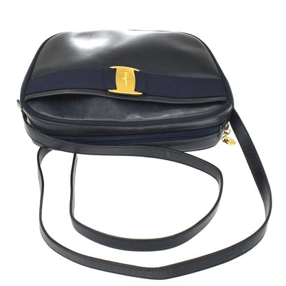Salvatore Ferragamo Vara Bow Camera Leather, Navy, Leather, Shoulder Bag