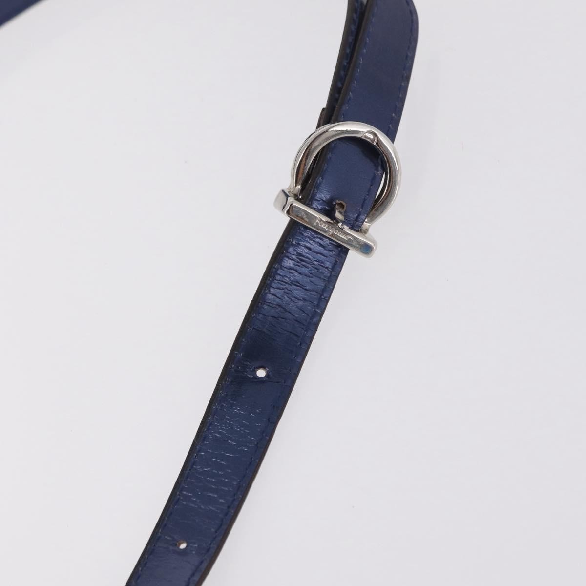 Salvatore Ferragamo Gancini Envelope Top Handle Leather, Navy, Patent Leather, Handbag