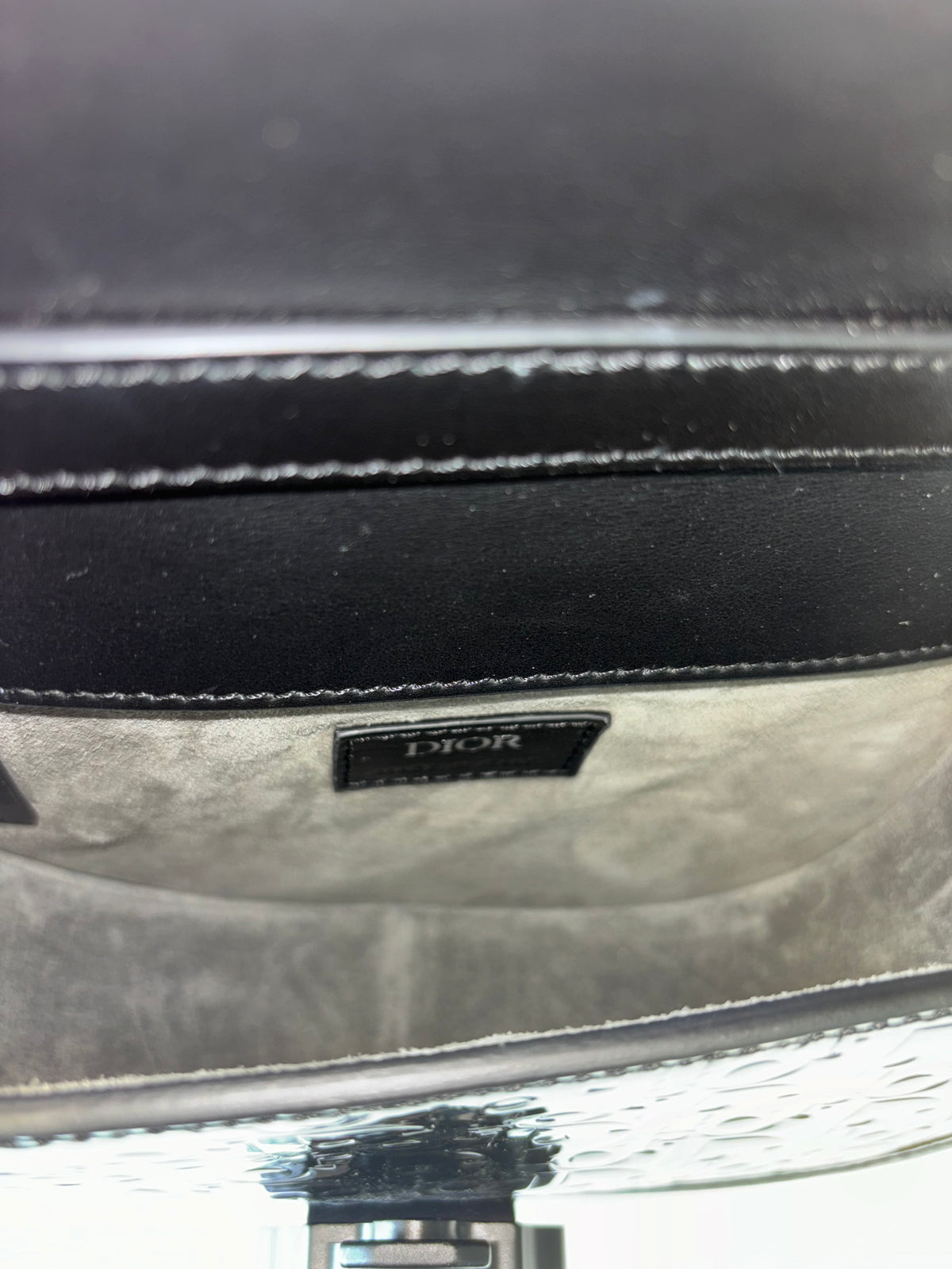 Christian Dior Saddle Messenger Patent Leather, Black, Patent Leather, Shoulder Bag