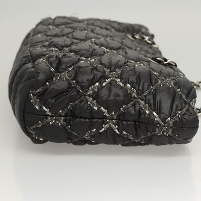 Chanel Tweed on Stitch Zip Tote Quilted Nylon, Black, Nylon, Shoulder Bag