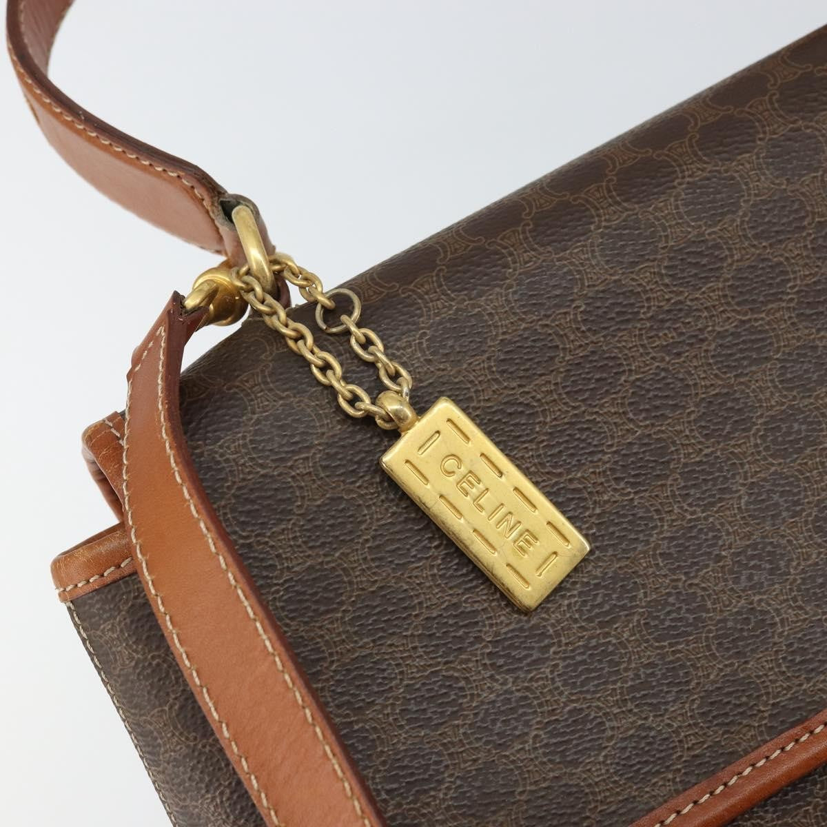 Celine Vintage Macadam Canvas, Brown, Canvas, Handbag