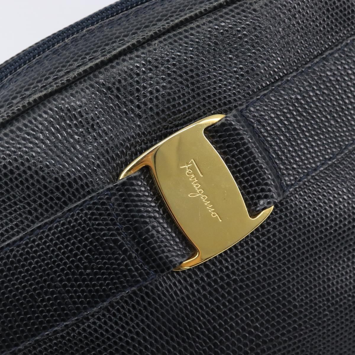 Salvatore Ferragamo Vala Leather, Navy, Leather, Shoulder Bag