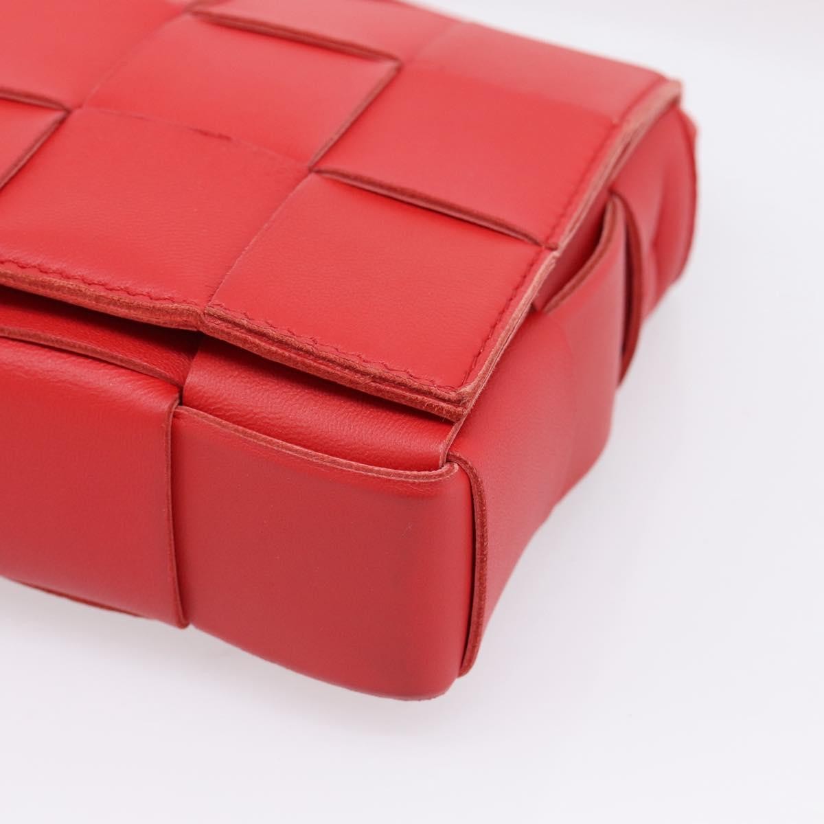 Bottega Veneta Cassette Maxi Intrecciato Leather, Red, Leather, Crossbody Bag