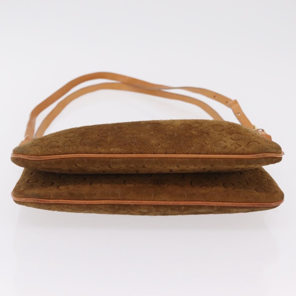 Celine C Macadam Shoulder Suede, Brown, Suede, Handbag