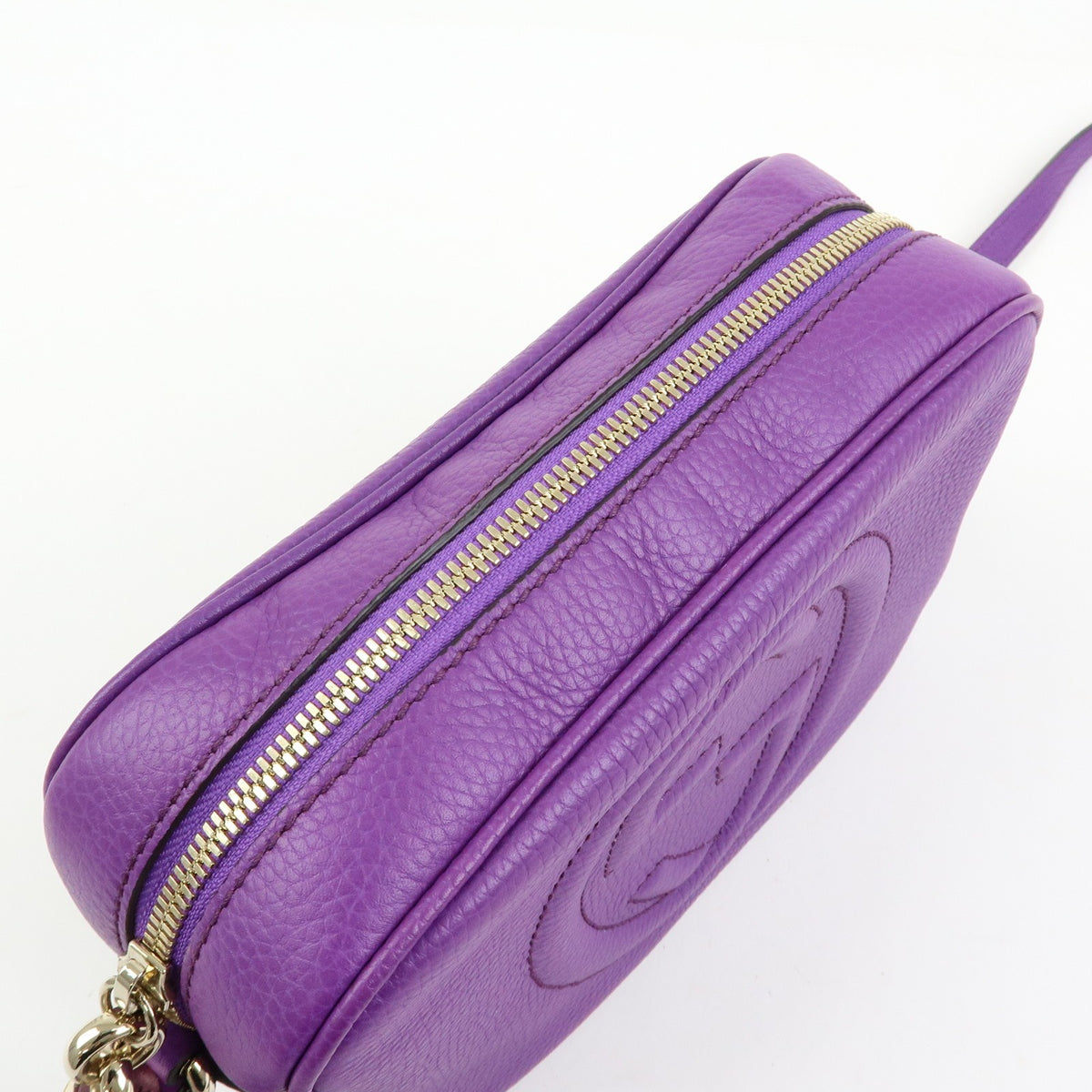 Gucci Soho Disco Leather, Purple, Leather, Crossbody Bag