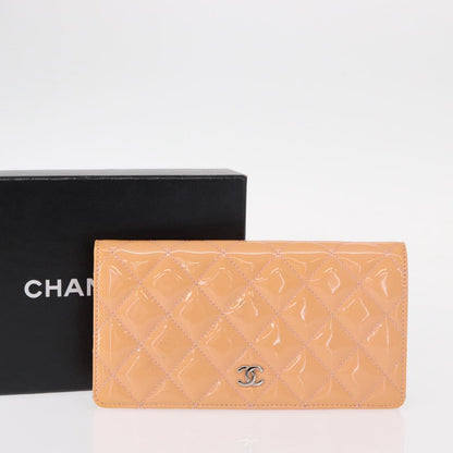 Chanel CC Wallet Quilted Patent, ORANGE, PATENT_LEATHER, Wallets