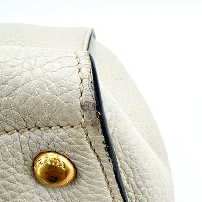 Prada Convertible Shopper Tote Vitello Daino, Gray, Leather, Tote Bag