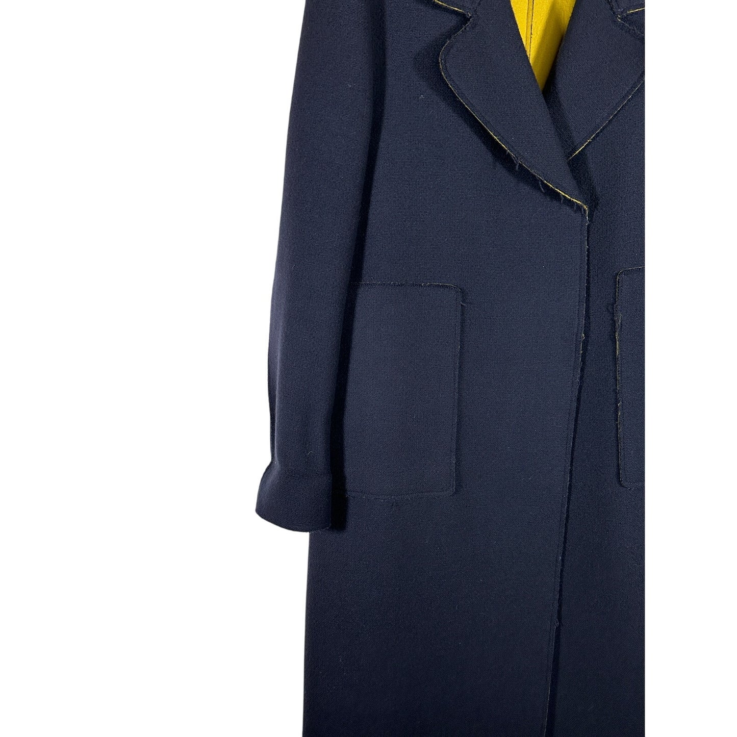 SONIA SPECIALE Wool Blend Trench Coat Double Breasted Blue Yellow Women's 44