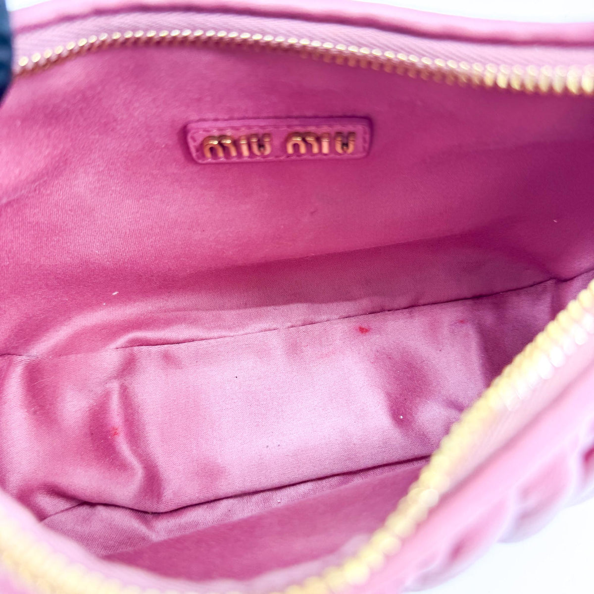 Miu Miu Wander Hobo Matelasse Satin, Pink, Leather, Shoulder Bag