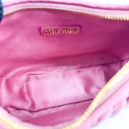 Miu Miu Wander Hobo Matelasse Satin, Pink, Leather, Shoulder Bag