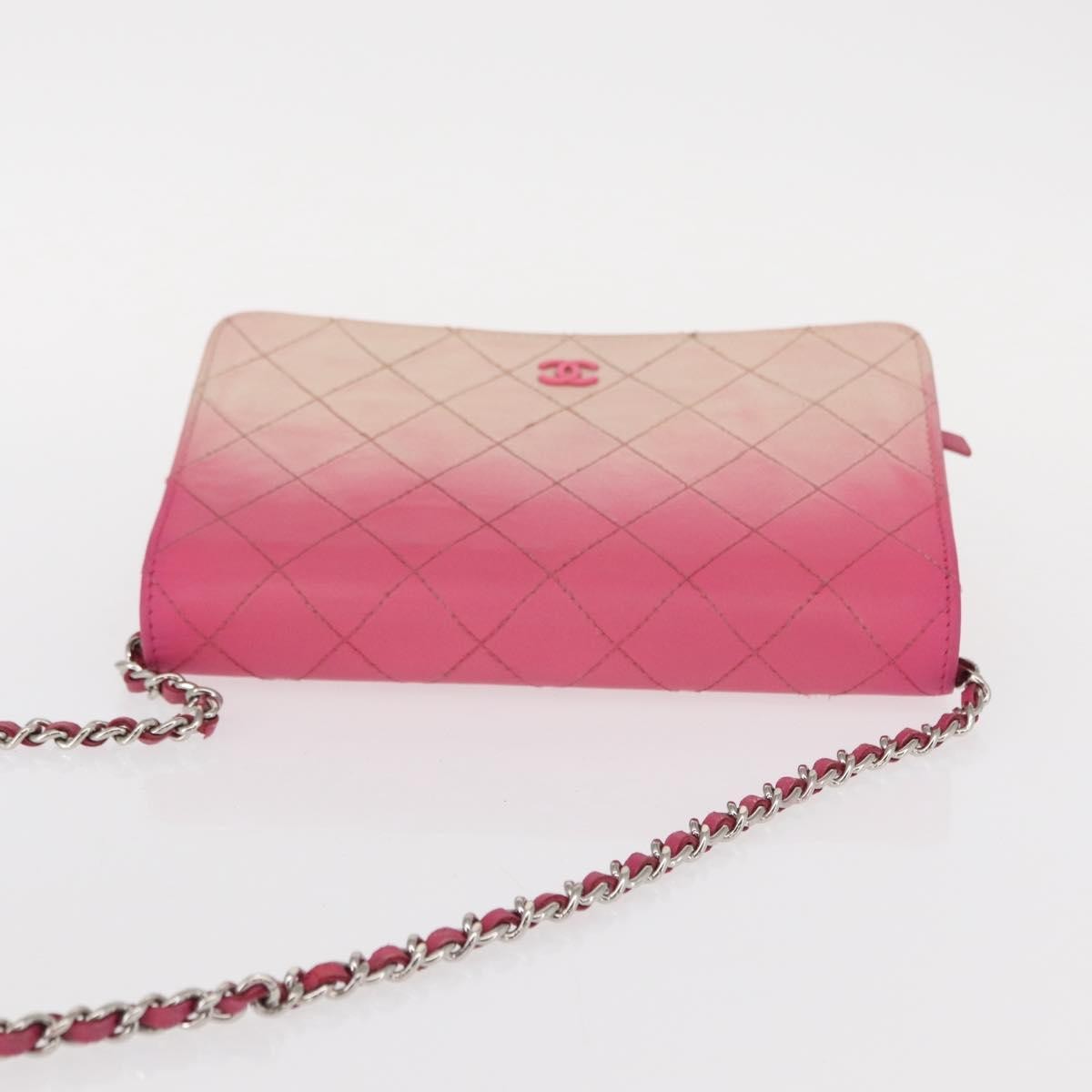 Chanel Wallet on Chain Quilted Ombre Lambskin, Pink, Leather, Crossbody Bag
