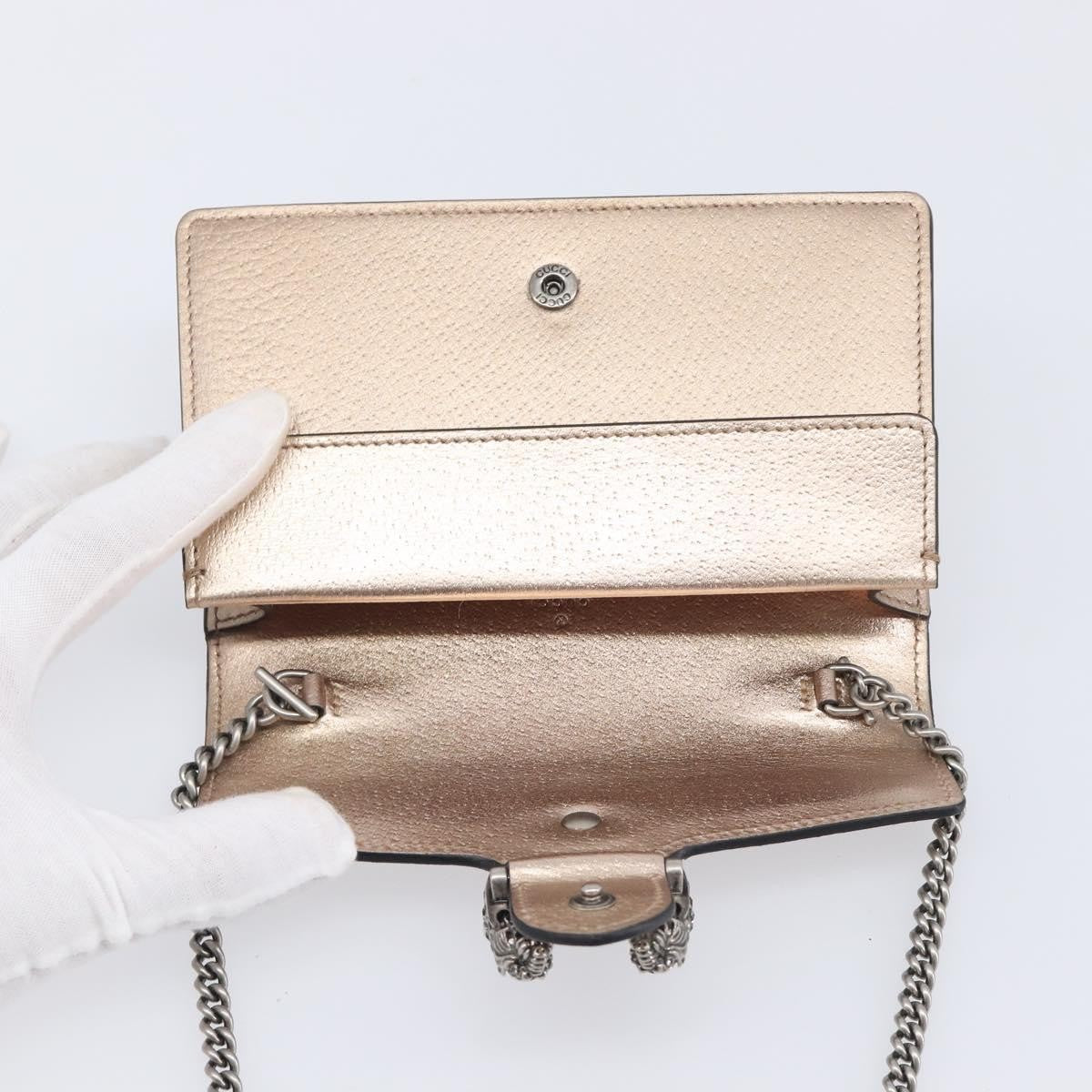 Gucci Dionysus Leather, Gold, Leather, Handbag